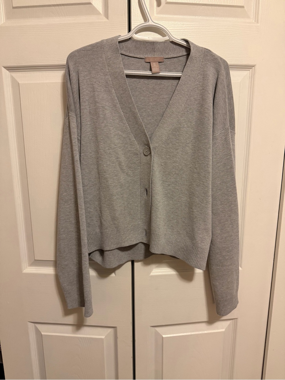 H&M Light Gray V-Neck Button-Front Cardigan Sweater